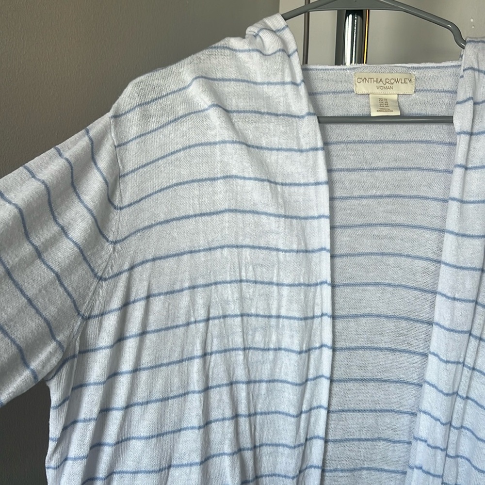 Cynthia Rowley blue stripped cardigan with hood